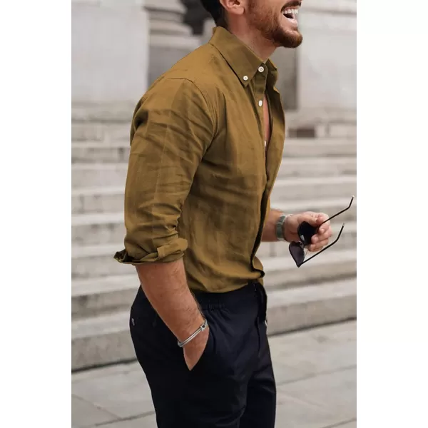 JMIERR Men's Cotton Linen Button Down Shirt Casual Stylish Long Sleeve Business Dress Shirts