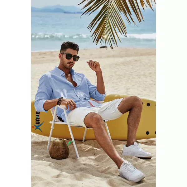 JMIERR Men's Cotton Linen Button Down Shirt Casual Stylish Long Sleeve Business Dress Shirts