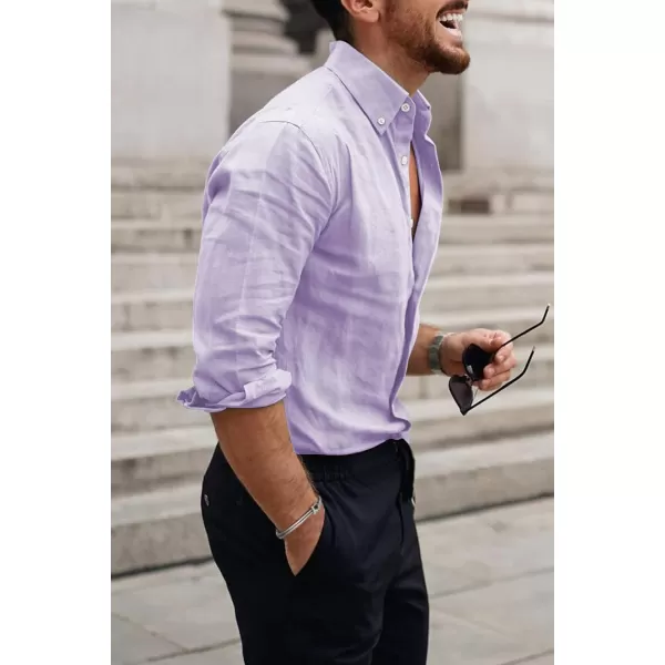 JMIERR Men's Cotton Linen Button Down Shirt Casual Stylish Long Sleeve Business Dress Shirts