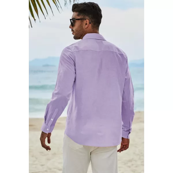 JMIERR Men's Cotton Linen Button Down Shirt Casual Stylish Long Sleeve Business Dress Shirts