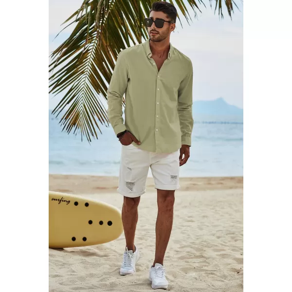 JMIERR Men's Cotton Linen Button Down Shirt Casual Stylish Long Sleeve Business Dress Shirts