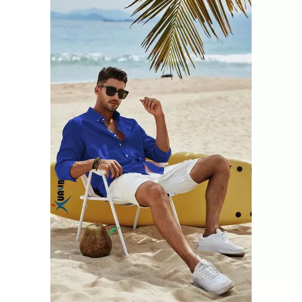 JMIERR Men's Cotton Linen Button Down Shirt Casual Stylish Long Sleeve Business Dress Shirts