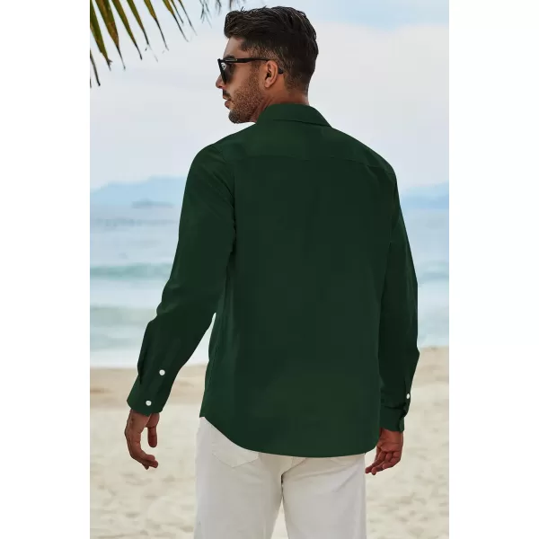 JMIERR Men's Cotton Linen Button Down Shirt Casual Stylish Long Sleeve Business Dress Shirts