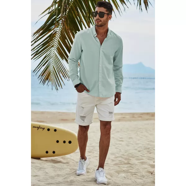 JMIERR Men's Cotton Linen Button Down Shirt Casual Stylish Long Sleeve Business Dress Shirts