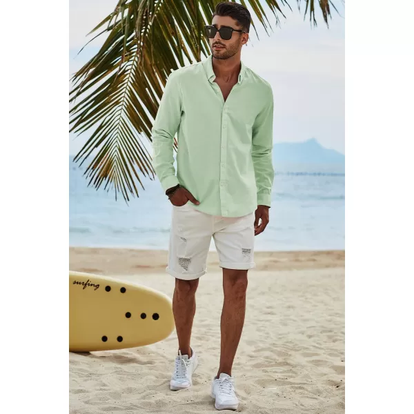 JMIERR Men's Cotton Linen Button Down Shirt Casual Stylish Long Sleeve Business Dress Shirts