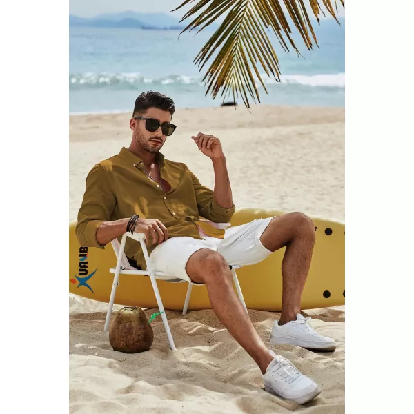 JMIERR Men's Cotton Linen Button Down Shirt Casual Stylish Long Sleeve Business Dress Shirts