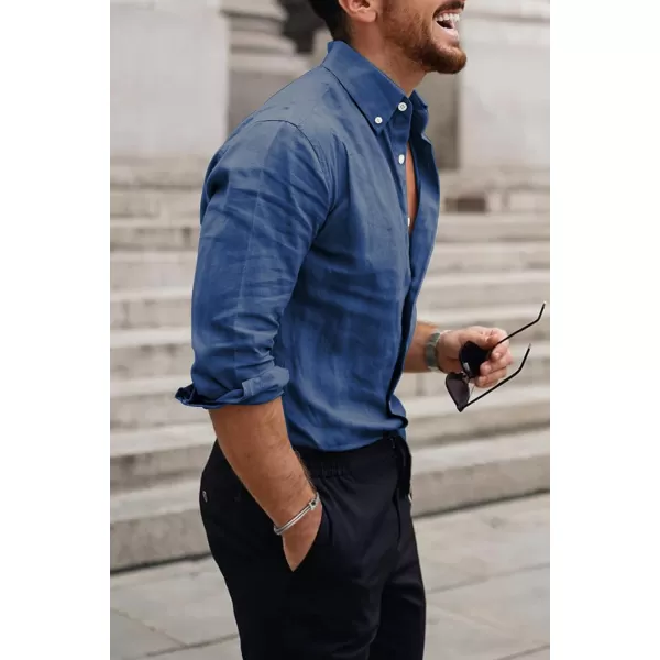 JMIERR Men's Cotton Linen Button Down Shirt Casual Stylish Long Sleeve Business Dress Shirts