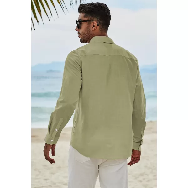JMIERR Men's Cotton Linen Button Down Shirt Casual Stylish Long Sleeve Business Dress Shirts