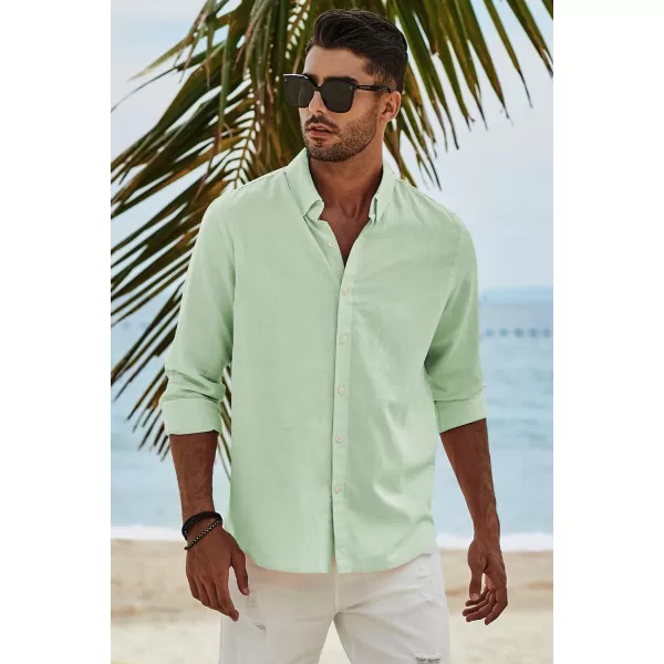 JMIERR Men's Cotton Linen Button Down Shirt Casual Stylish Long Sleeve Business Dress Shirts