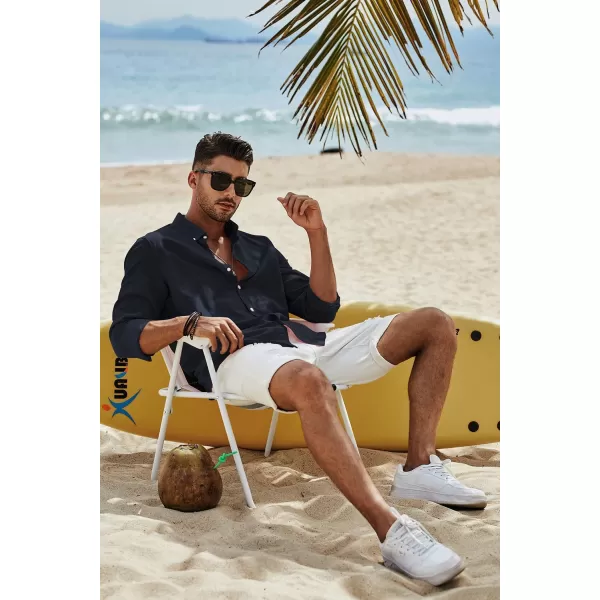 JMIERR Men's Cotton Linen Button Down Shirt Casual Stylish Long Sleeve Business Dress Shirts