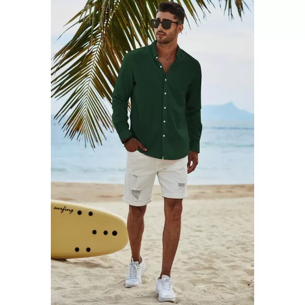 JMIERR Men's Cotton Linen Button Down Shirt Casual Stylish Long Sleeve Business Dress Shirts