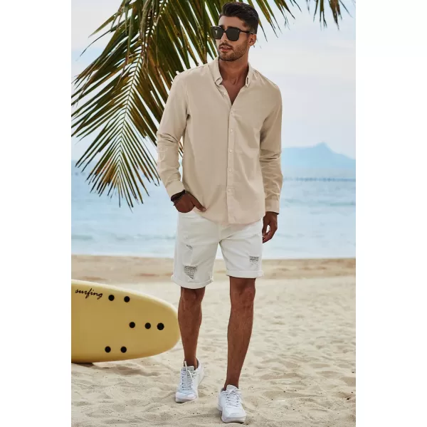 JMIERR Men's Cotton Linen Button Down Shirt Casual Stylish Long Sleeve Business Dress Shirts