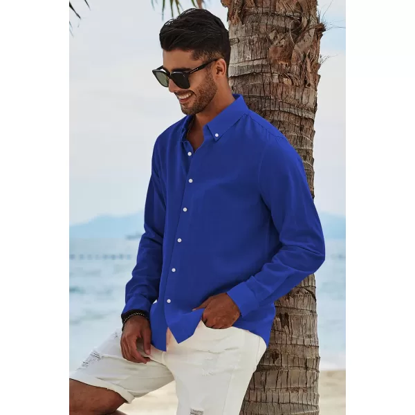 JMIERR Men's Cotton Linen Button Down Shirt Casual Stylish Long Sleeve Business Dress Shirts