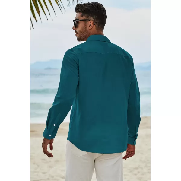 JMIERR Men's Cotton Linen Button Down Shirt Casual Stylish Long Sleeve Business Dress Shirts