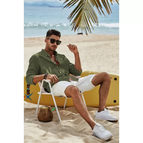 JMIERR Men's Cotton Linen Button Down Shirt Casual Stylish Long Sleeve Business Dress Shirts