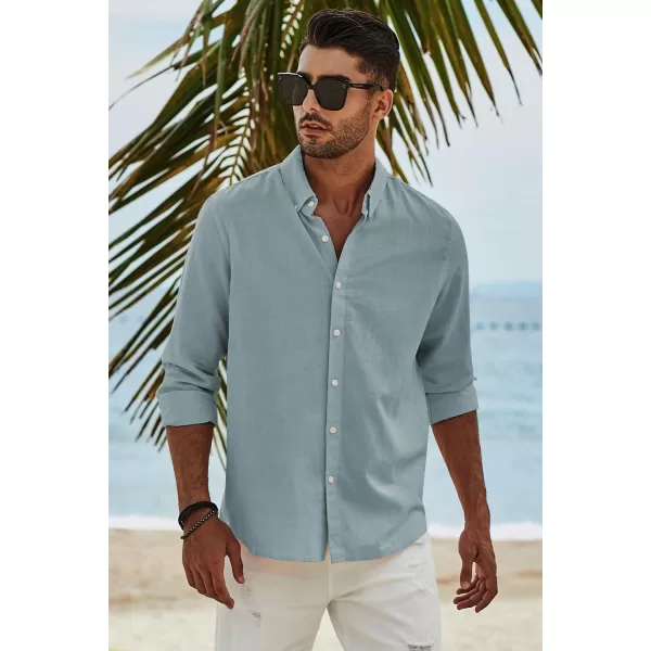 JMIERR Men's Cotton Linen Button Down Shirt Casual Stylish Long Sleeve Business Dress Shirts