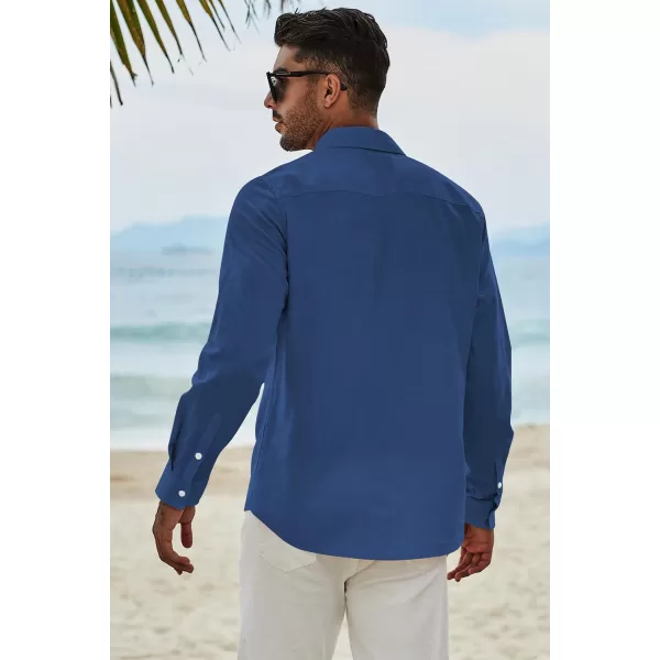 JMIERR Men's Cotton Linen Button Down Shirt Casual Stylish Long Sleeve Business Dress Shirts