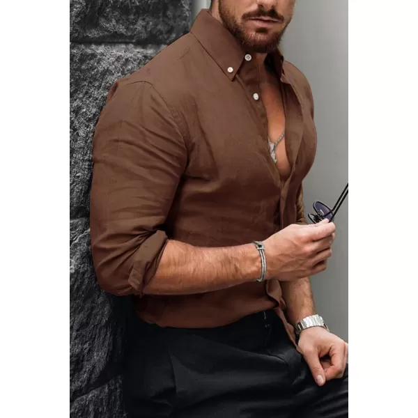 JMIERR Men's Cotton Linen Button Down Shirt Casual Stylish Long Sleeve Business Dress Shirts
