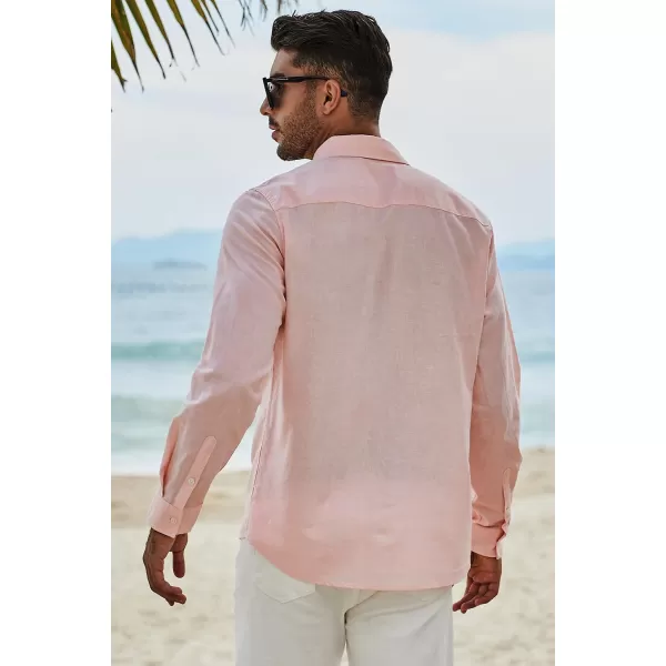 JMIERR Men's Cotton Linen Button Down Shirt Casual Stylish Long Sleeve Business Dress Shirts