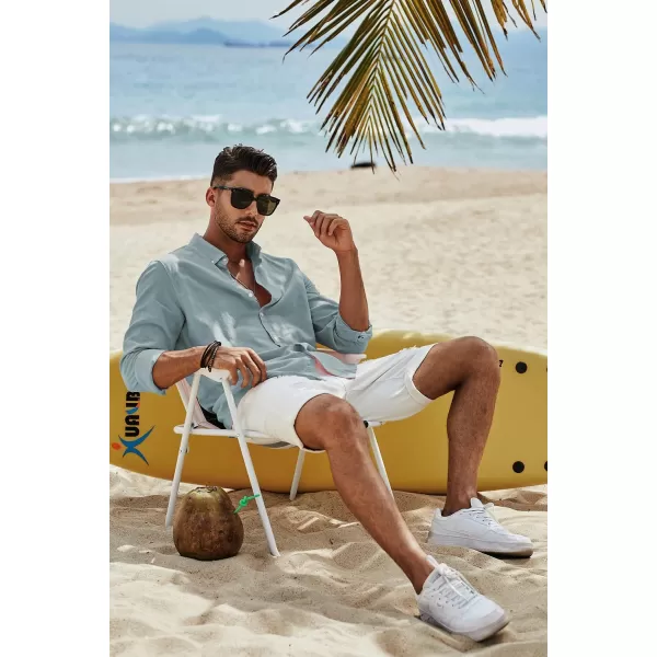 JMIERR Men's Cotton Linen Button Down Shirt Casual Stylish Long Sleeve Business Dress Shirts