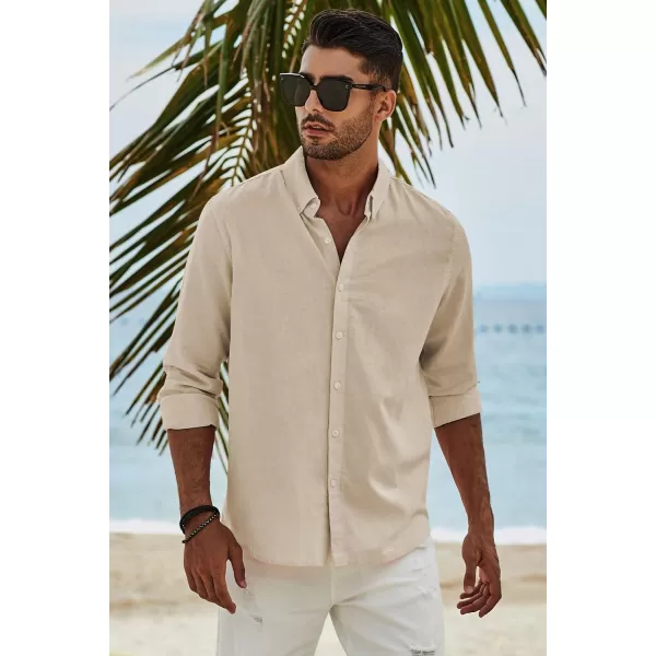 JMIERR Men's Cotton Linen Button Down Shirt Casual Stylish Long Sleeve Business Dress Shirts