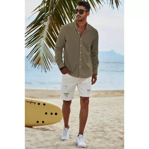JMIERR Men's Cotton Linen Button Down Shirt Casual Stylish Long Sleeve Business Dress Shirts