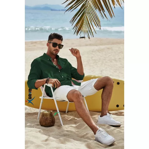 JMIERR Men's Cotton Linen Button Down Shirt Casual Stylish Long Sleeve Business Dress Shirts
