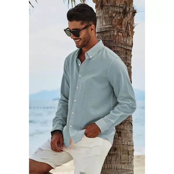 JMIERR Men's Cotton Linen Button Down Shirt Casual Stylish Long Sleeve Business Dress Shirts