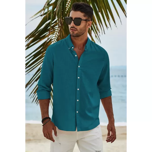 JMIERR Men's Cotton Linen Button Down Shirt Casual Stylish Long Sleeve Business Dress Shirts