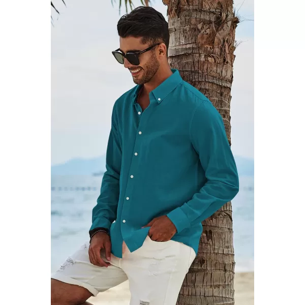 JMIERR Men's Cotton Linen Button Down Shirt Casual Stylish Long Sleeve Business Dress Shirts