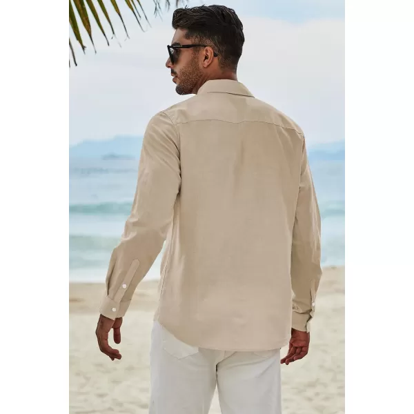 JMIERR Men's Cotton Linen Button Down Shirt Casual Stylish Long Sleeve Business Dress Shirts
