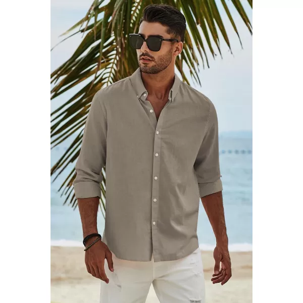 JMIERR Men's Cotton Linen Button Down Shirt Casual Stylish Long Sleeve Business Dress Shirts