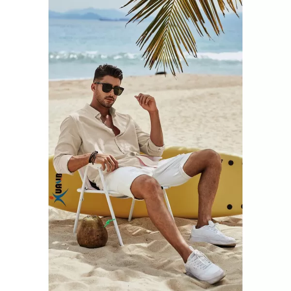 JMIERR Men's Cotton Linen Button Down Shirt Casual Stylish Long Sleeve Business Dress Shirts