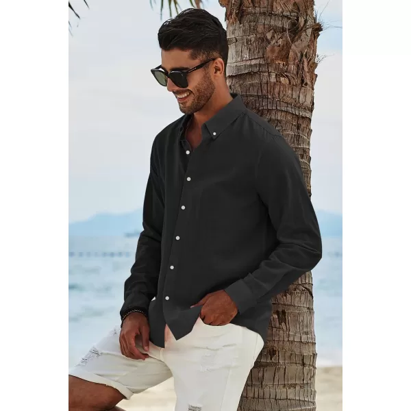 JMIERR Men's Cotton Linen Button Down Shirt Casual Stylish Long Sleeve Business Dress Shirts