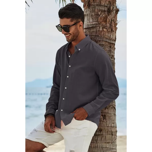 JMIERR Men's Cotton Linen Button Down Shirt Casual Stylish Long Sleeve Business Dress Shirts