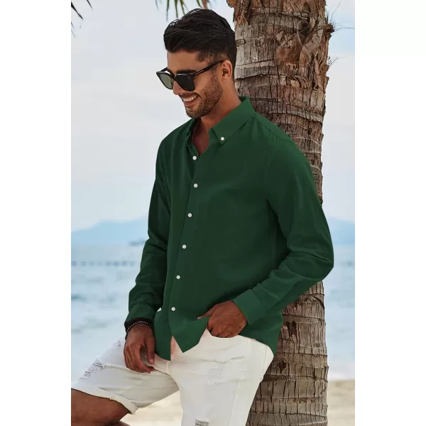 JMIERR Men's Cotton Linen Button Down Shirt Casual Stylish Long Sleeve Business Dress Shirts