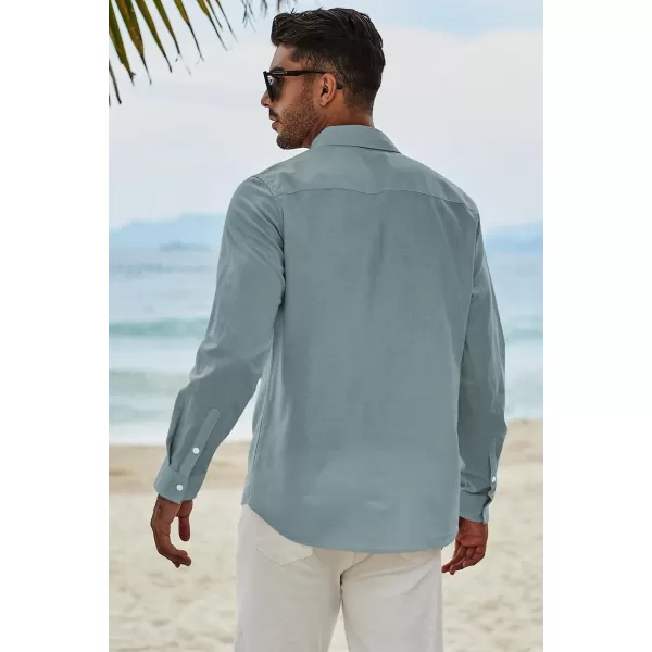 JMIERR Men's Cotton Linen Button Down Shirt Casual Stylish Long Sleeve Business Dress Shirts