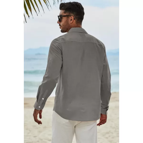 JMIERR Men's Cotton Linen Button Down Shirt Casual Stylish Long Sleeve Business Dress Shirts