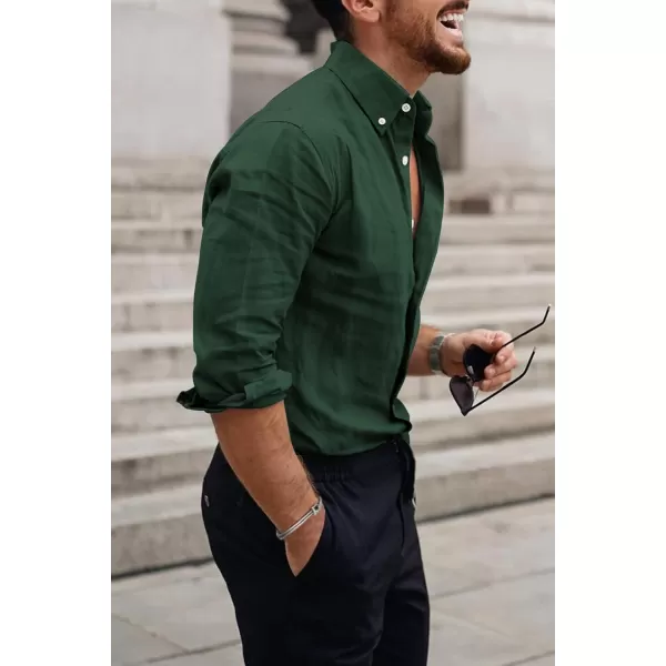 JMIERR Men's Cotton Linen Button Down Shirt Casual Stylish Long Sleeve Business Dress Shirts