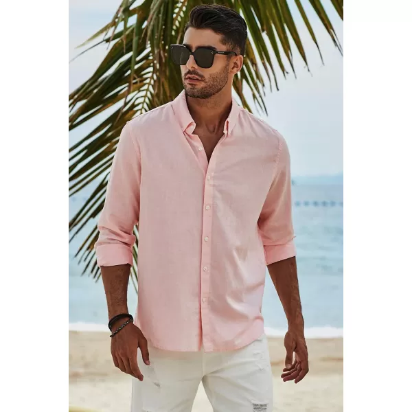 JMIERR Men's Cotton Linen Button Down Shirt Casual Stylish Long Sleeve Business Dress Shirts