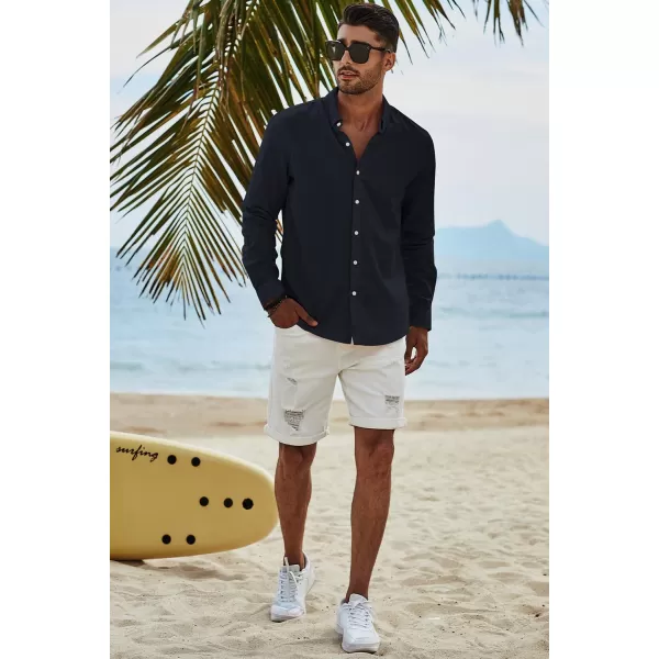 JMIERR Men's Cotton Linen Button Down Shirt Casual Stylish Long Sleeve Business Dress Shirts