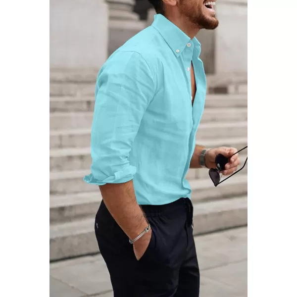 JMIERR Men's Cotton Linen Button Down Shirt Casual Stylish Long Sleeve Business Dress Shirts
