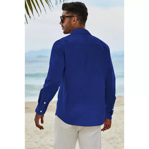 JMIERR Men's Cotton Linen Button Down Shirt Casual Stylish Long Sleeve Business Dress Shirts