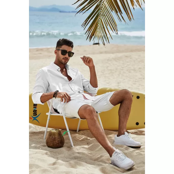 JMIERR Men's Cotton Linen Button Down Shirt Casual Stylish Long Sleeve Business Dress Shirts