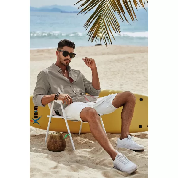 JMIERR Men's Cotton Linen Button Down Shirt Casual Stylish Long Sleeve Business Dress Shirts