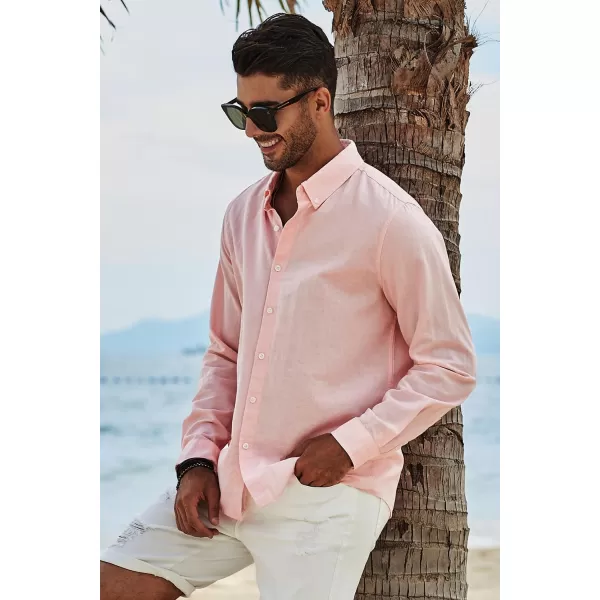 JMIERR Men's Cotton Linen Button Down Shirt Casual Stylish Long Sleeve Business Dress Shirts