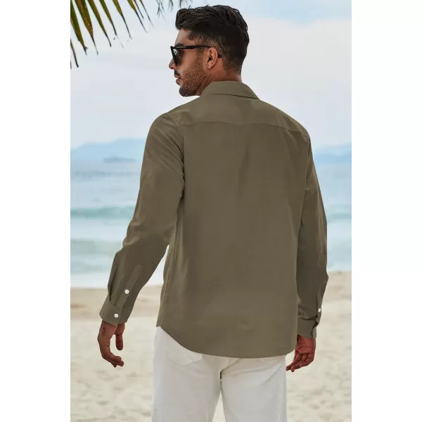 JMIERR Men's Cotton Linen Button Down Shirt Casual Stylish Long Sleeve Business Dress Shirts