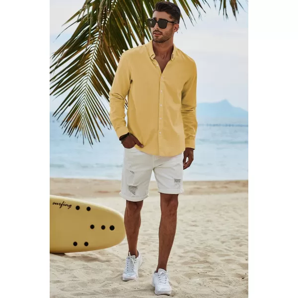 JMIERR Men's Cotton Linen Button Down Shirt Casual Stylish Long Sleeve Business Dress Shirts