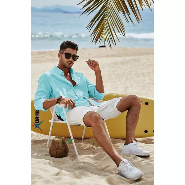 JMIERR Men's Cotton Linen Button Down Shirt Casual Stylish Long Sleeve Business Dress Shirts