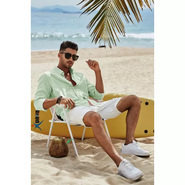 JMIERR Men's Cotton Linen Button Down Shirt Casual Stylish Long Sleeve Business Dress Shirts